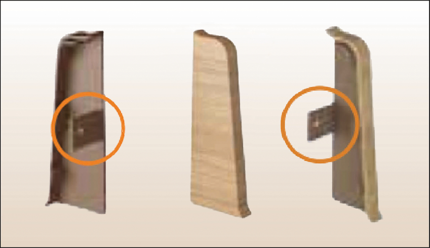 Endstück für Holzimitat Randleisten aus PVC mit Gummirand